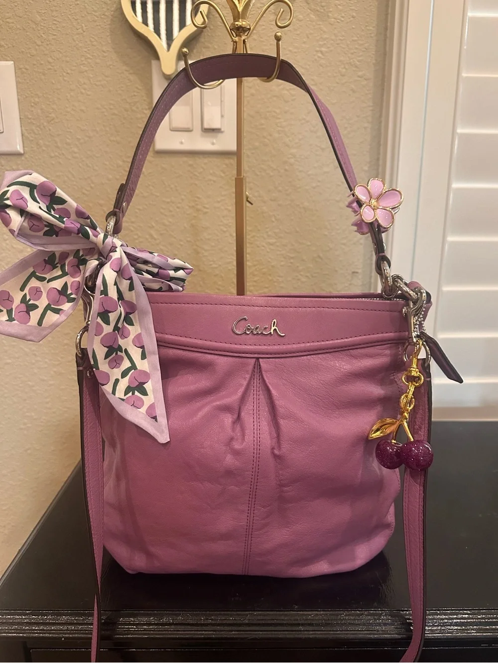 Coach Purple Leather Shoulder Bag